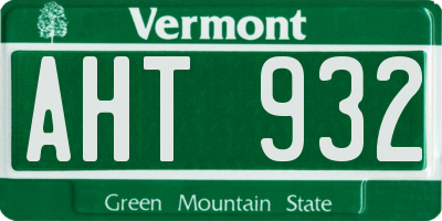 VT license plate AHT932