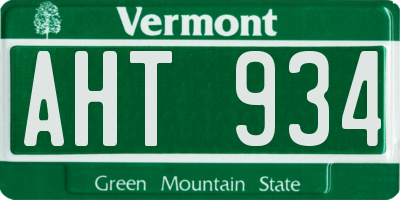 VT license plate AHT934