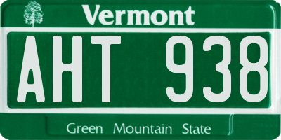 VT license plate AHT938