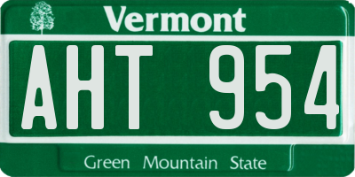 VT license plate AHT954