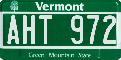 VT license plate AHT972