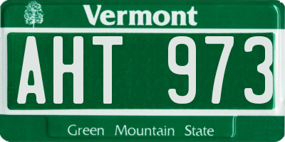 VT license plate AHT973