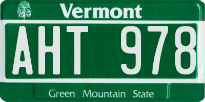 VT license plate AHT978