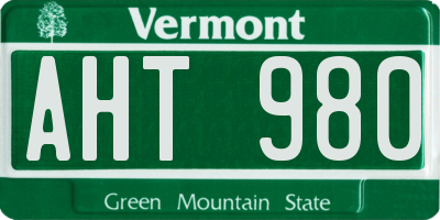 VT license plate AHT980