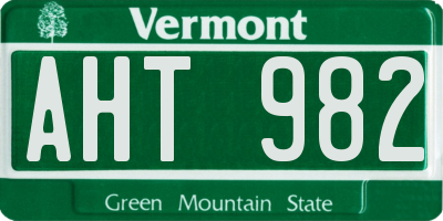 VT license plate AHT982