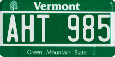 VT license plate AHT985