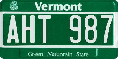 VT license plate AHT987