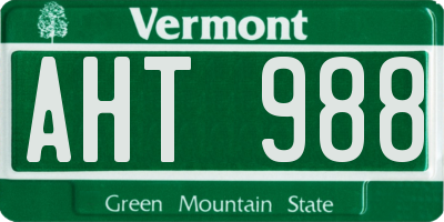 VT license plate AHT988