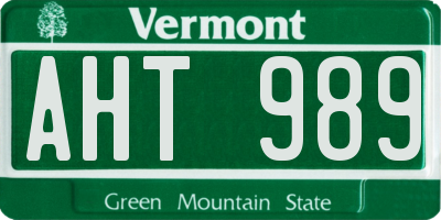 VT license plate AHT989