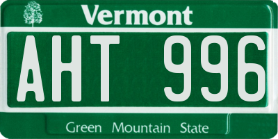 VT license plate AHT996