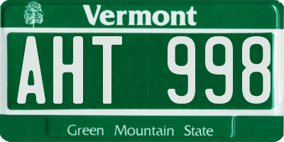 VT license plate AHT998