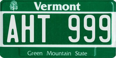 VT license plate AHT999