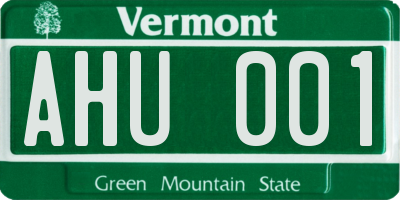 VT license plate AHU001