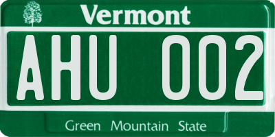 VT license plate AHU002