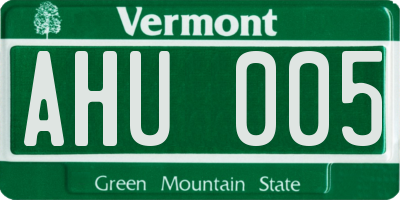 VT license plate AHU005
