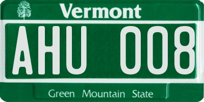 VT license plate AHU008