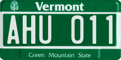 VT license plate AHU011