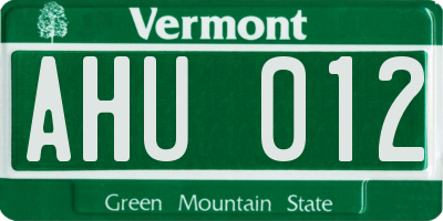 VT license plate AHU012
