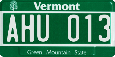 VT license plate AHU013