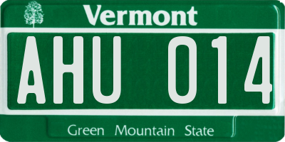 VT license plate AHU014