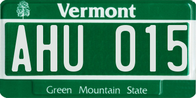 VT license plate AHU015