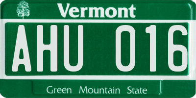 VT license plate AHU016
