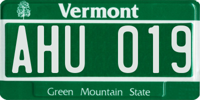 VT license plate AHU019
