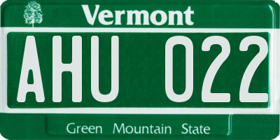 VT license plate AHU022