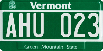 VT license plate AHU023