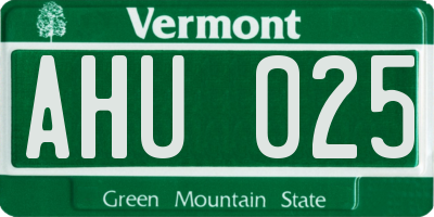 VT license plate AHU025