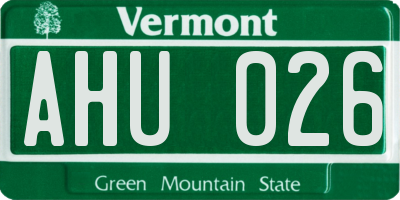 VT license plate AHU026