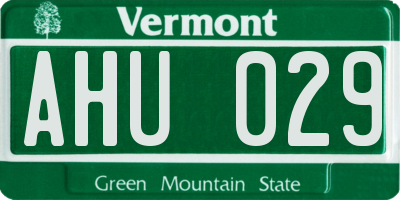 VT license plate AHU029