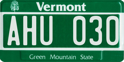 VT license plate AHU030