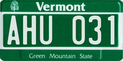 VT license plate AHU031