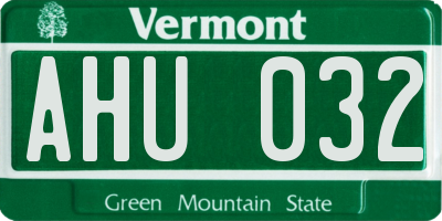 VT license plate AHU032
