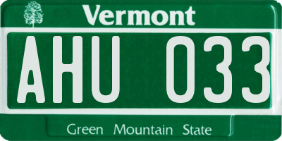 VT license plate AHU033