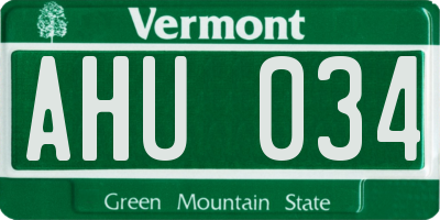 VT license plate AHU034