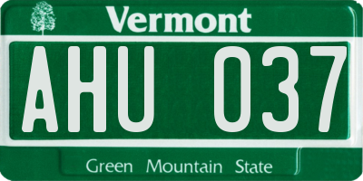 VT license plate AHU037