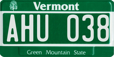 VT license plate AHU038