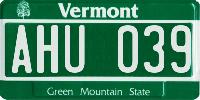 VT license plate AHU039