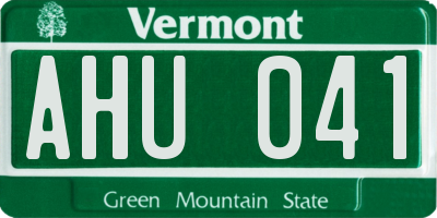VT license plate AHU041