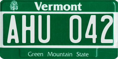 VT license plate AHU042