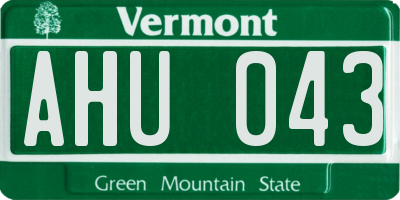 VT license plate AHU043