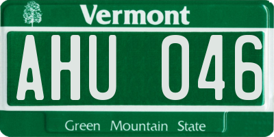 VT license plate AHU046