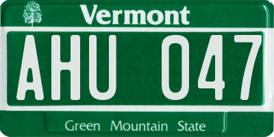 VT license plate AHU047