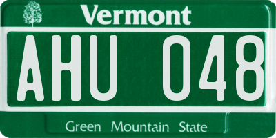 VT license plate AHU048