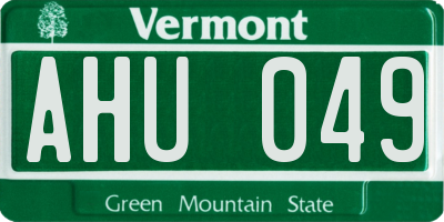 VT license plate AHU049