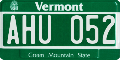 VT license plate AHU052