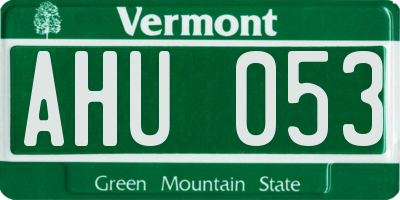 VT license plate AHU053