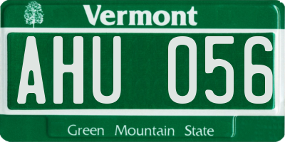 VT license plate AHU056